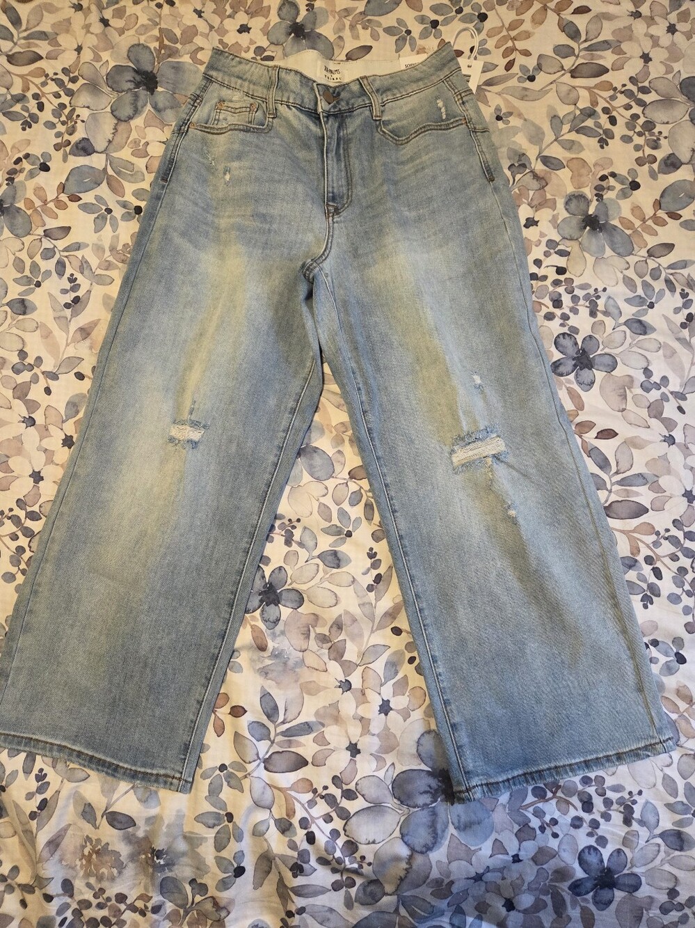 TRIBAL Light Wash Blue Relaxed Wide-Leg Jeans